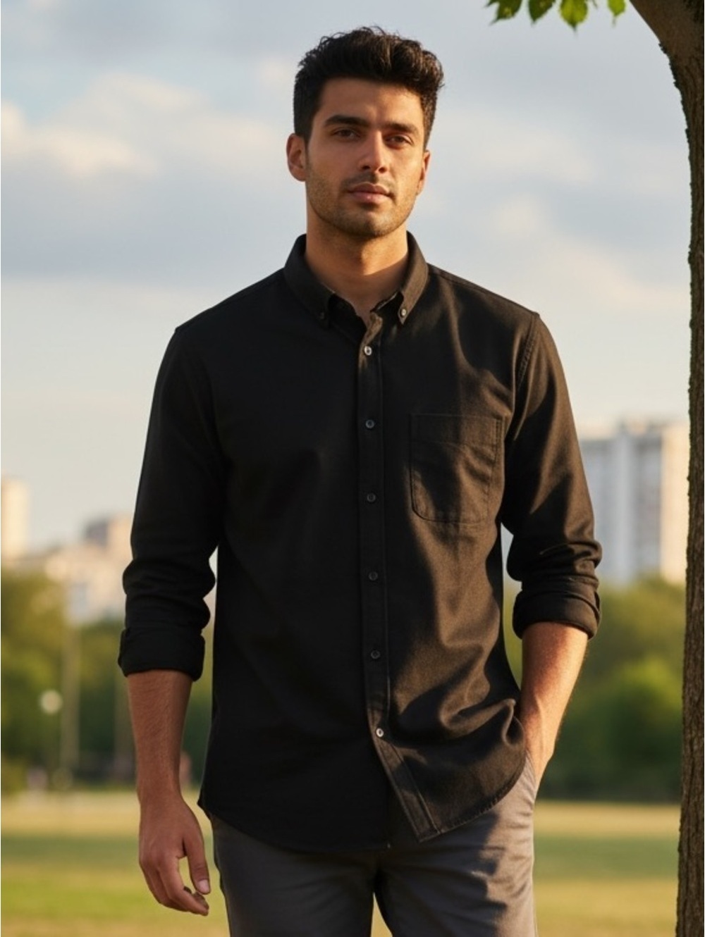 Harriton Men’s Small Black Long Sleeve Button Down Shirt NWOT